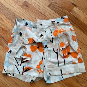 Diane Von Furstenberg Floral Cargo Shorts - Orange, White, Black, Light Blue New